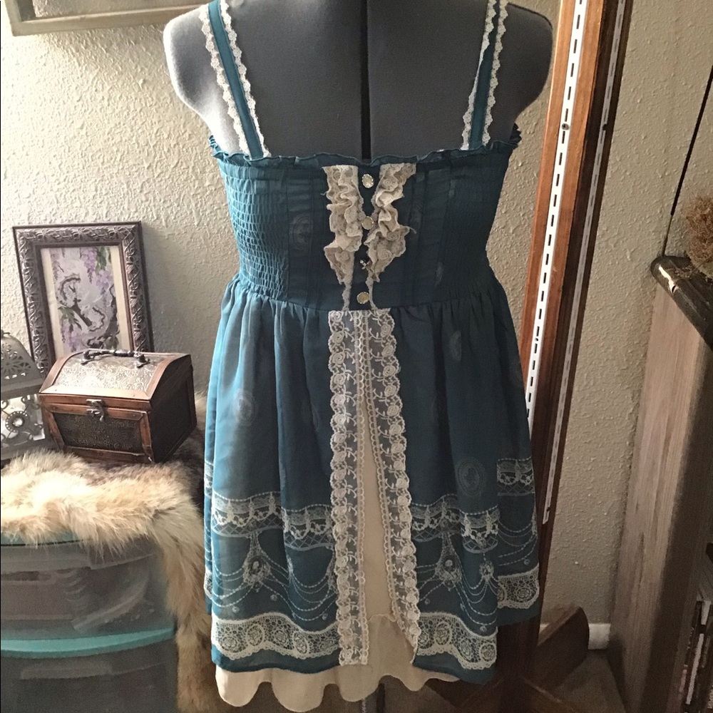 Axes Femme Blue and Creme Dress